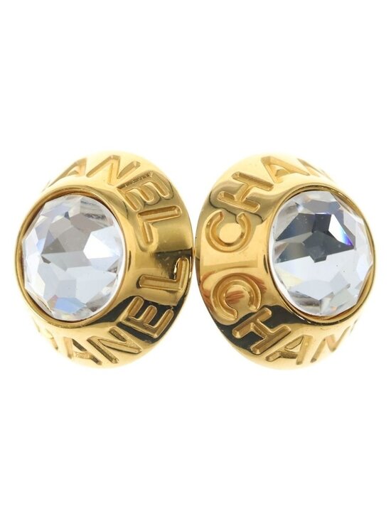 Chanel Jewelry - Chanel Rhinestone Earrings Gold Plated 97A